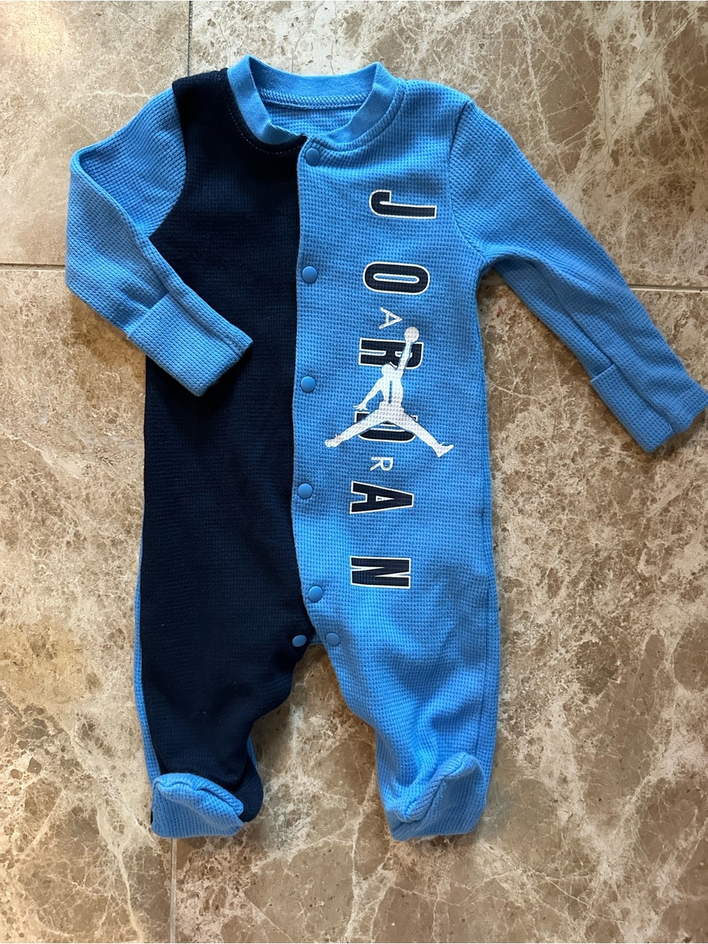 Air Jordan Baby Blue & Navy One-Piece Footed Romper for Baby 3 Months